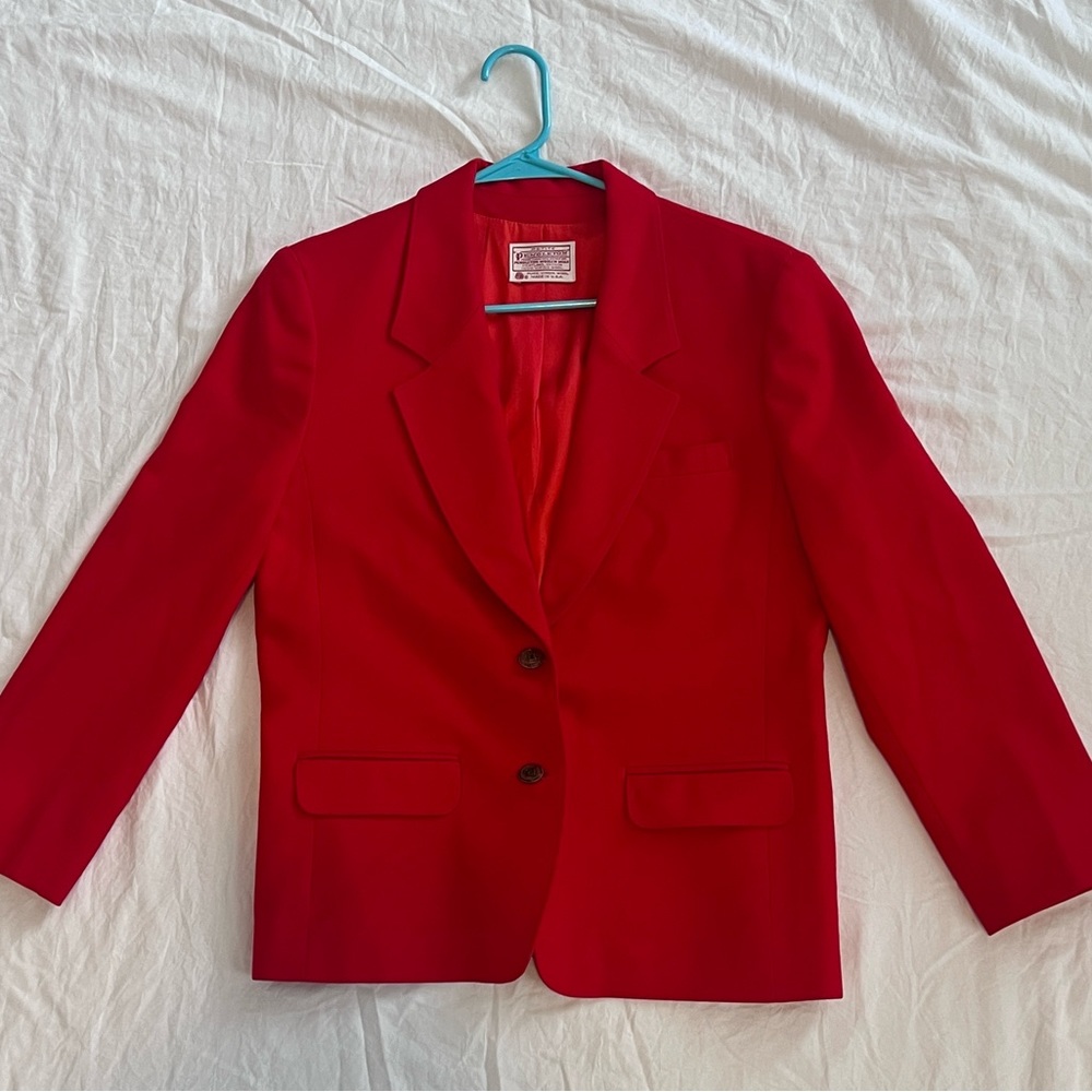 Pendleton Petite Wool Blazer, Power Red, size 12 Petite